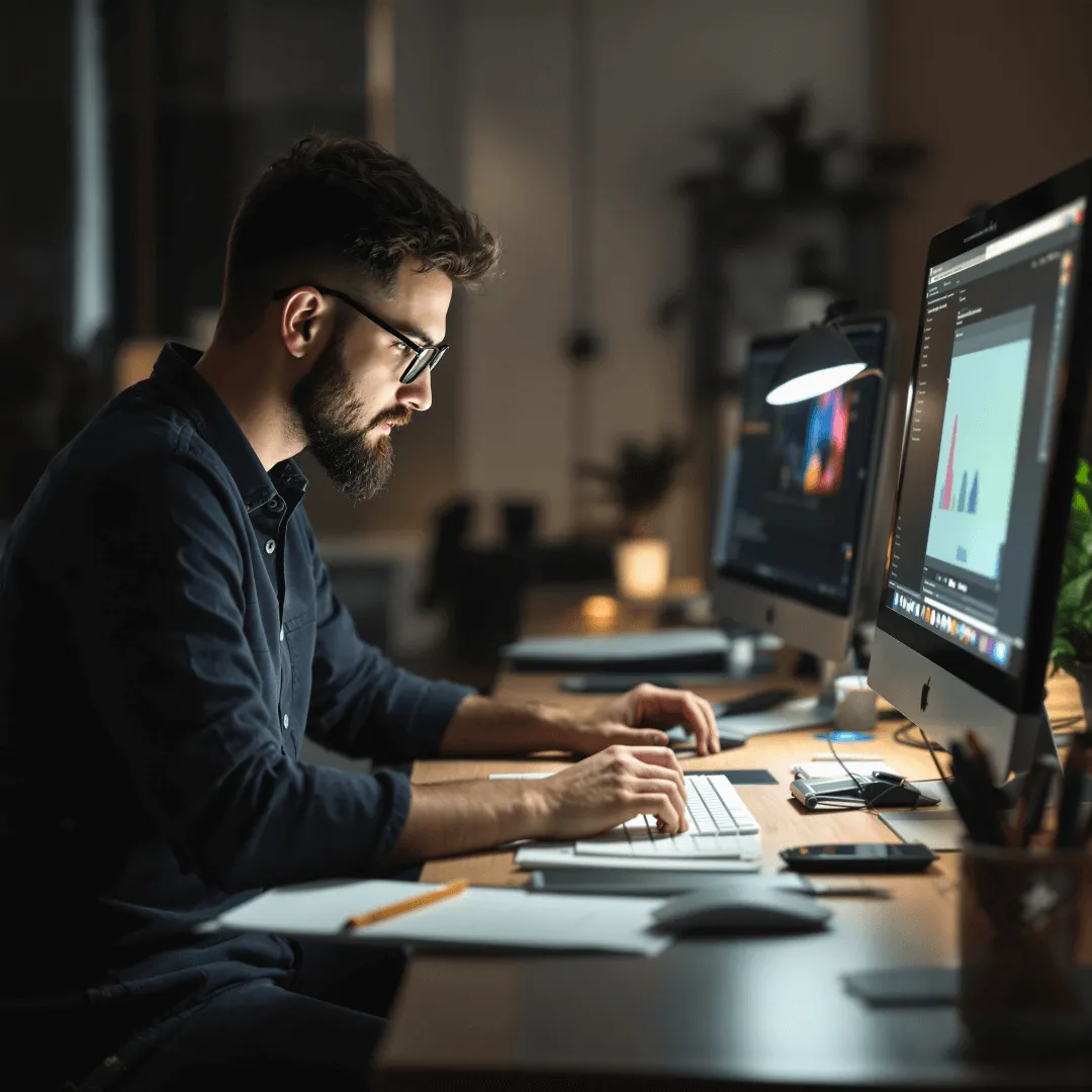 Diseñador web español trabajando en un estudio creativo